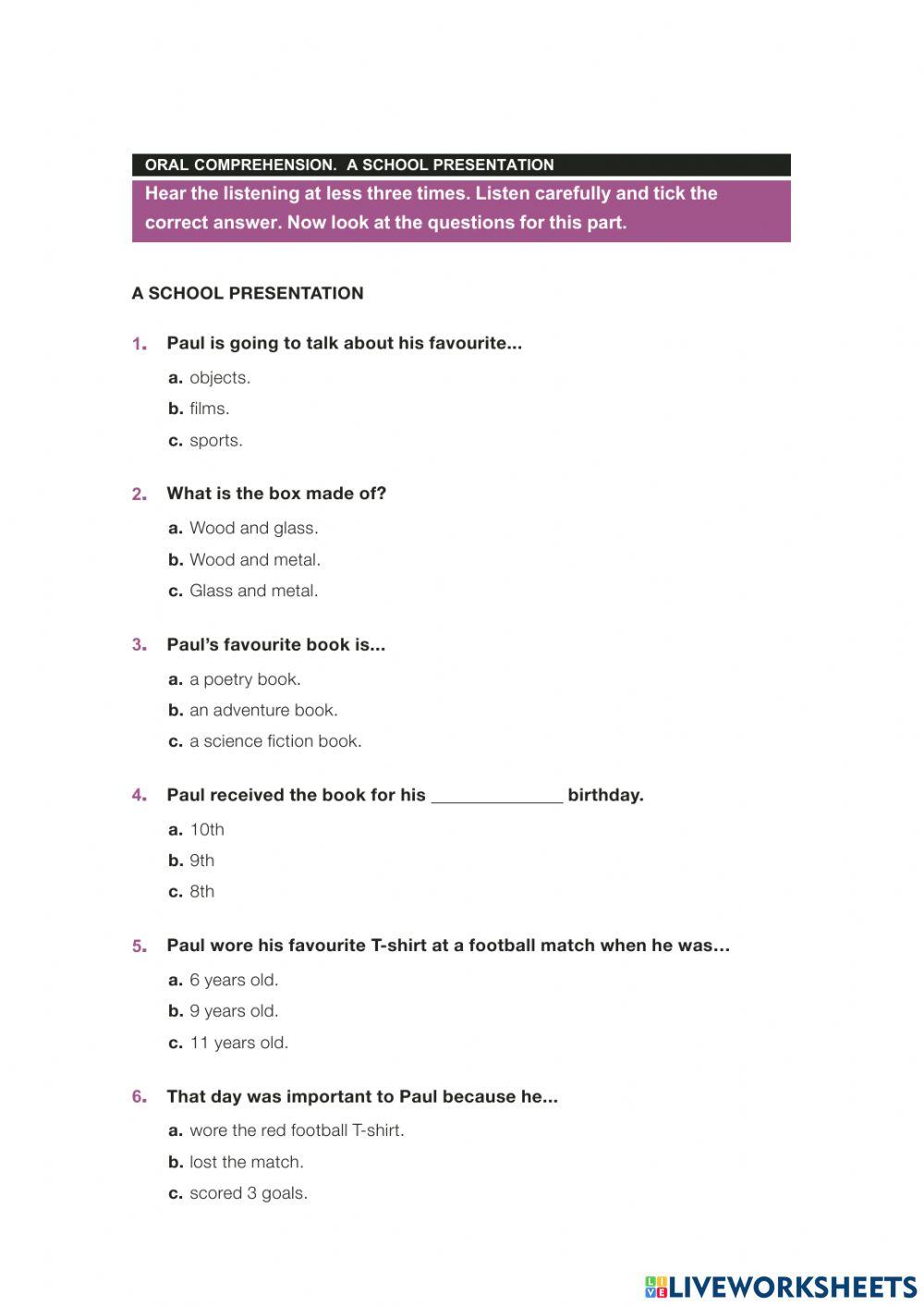 A school presentation