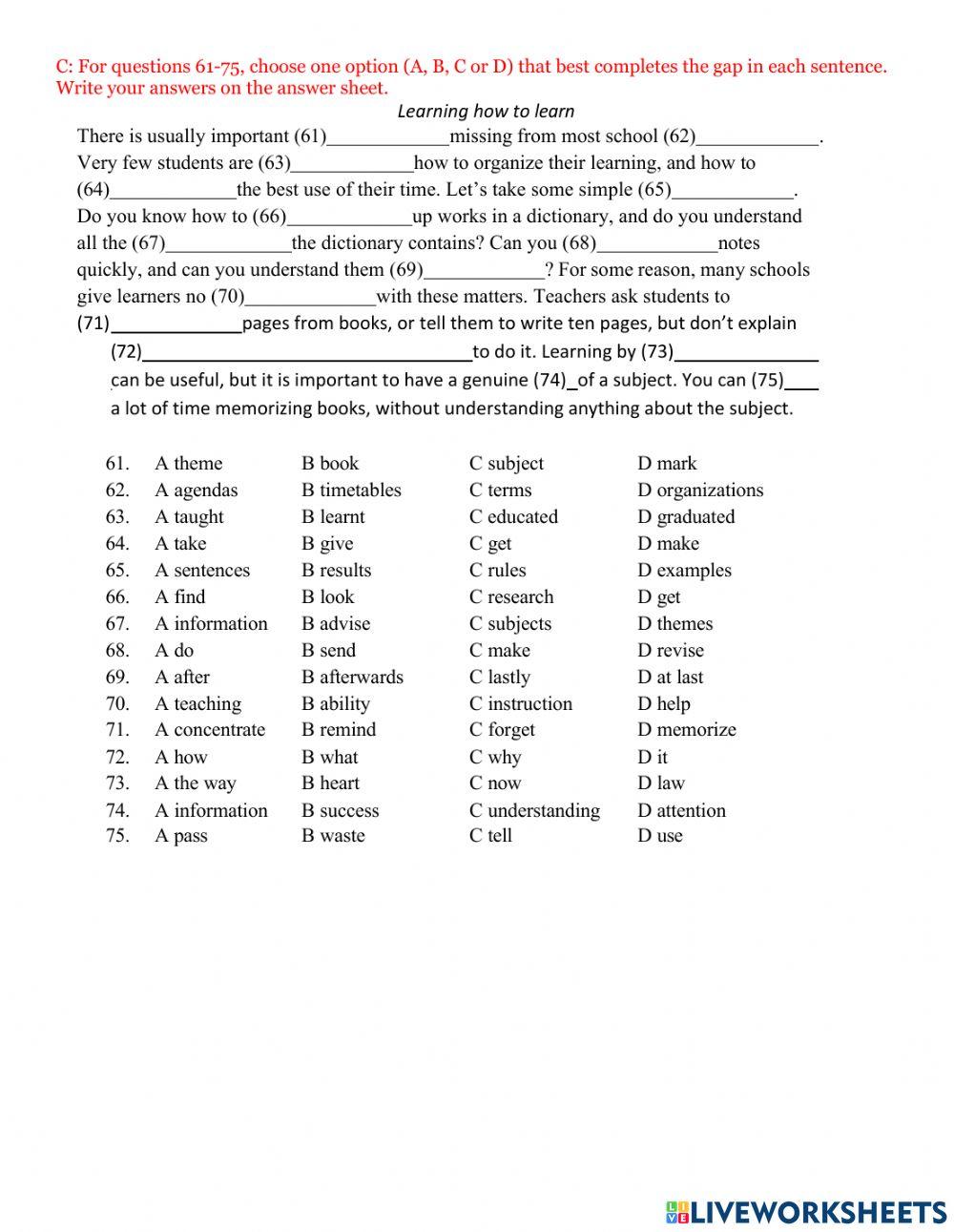 Ifl entrance examination 10