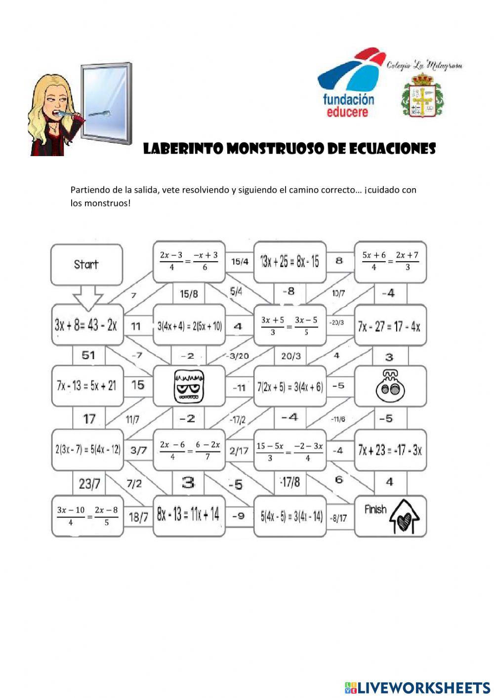 Laberinto mosntruoso de ecuaciones