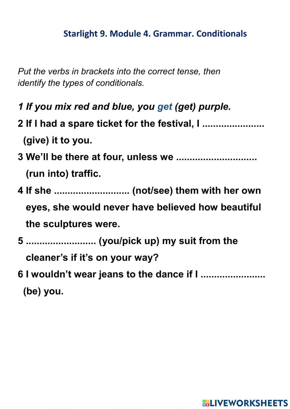 Conditionals 0, 1, 2, 3