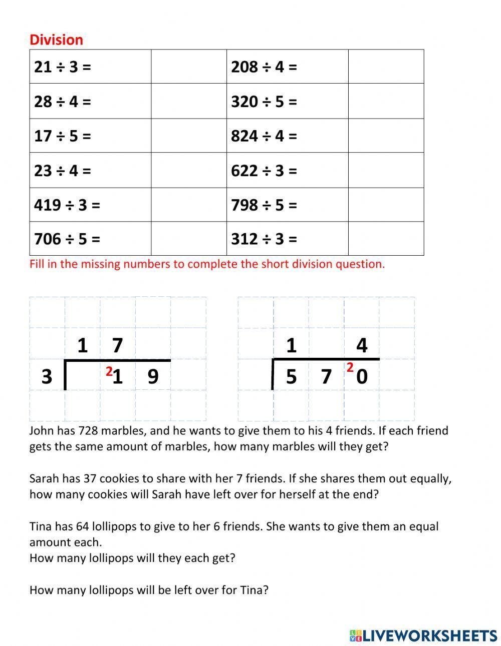 Multiplication and division practice