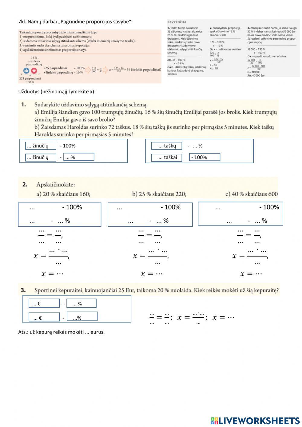 7 kl. N.d. proporcijos