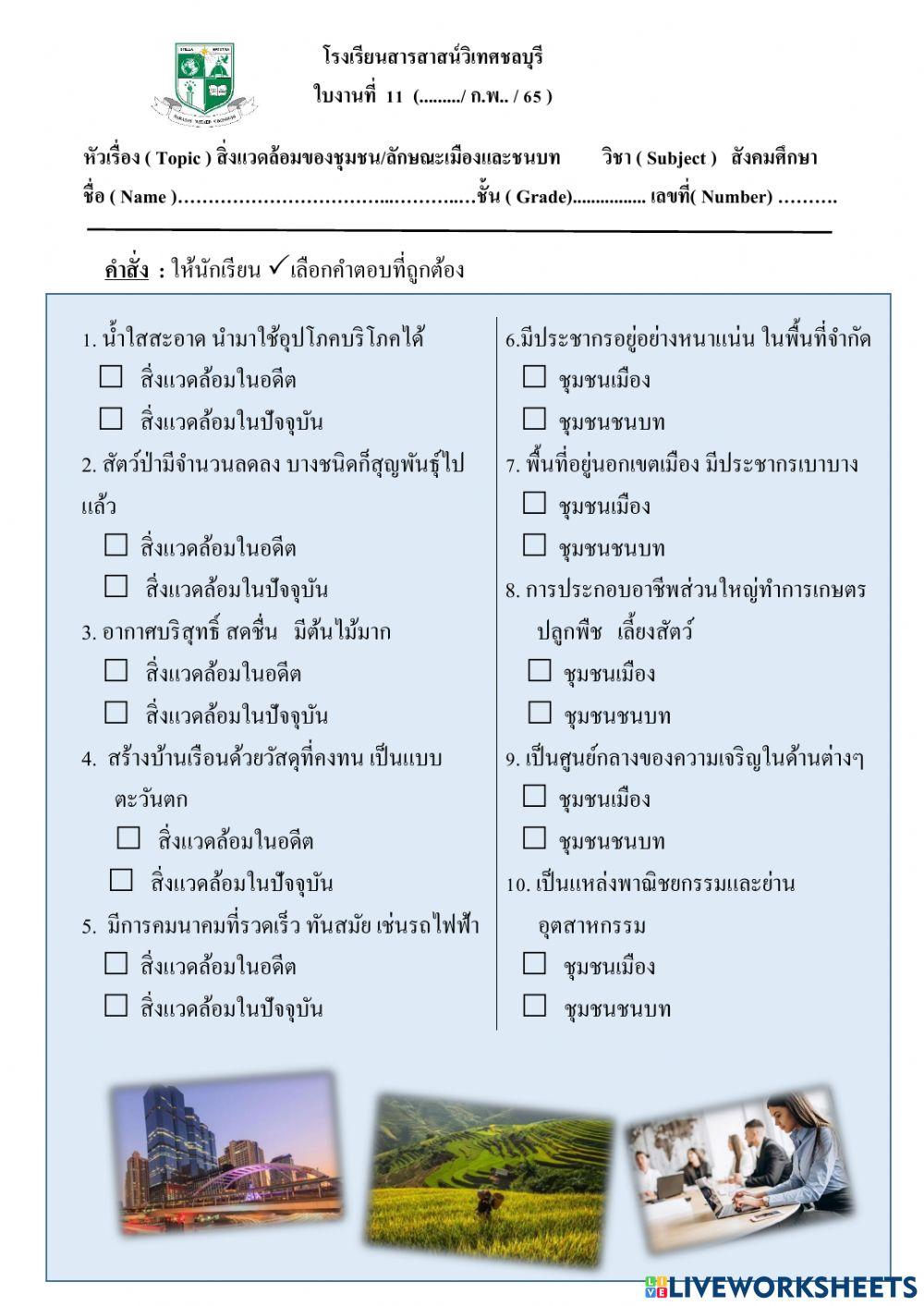สิ่งแวดล้อมของชุมชนเมืองและชนบท