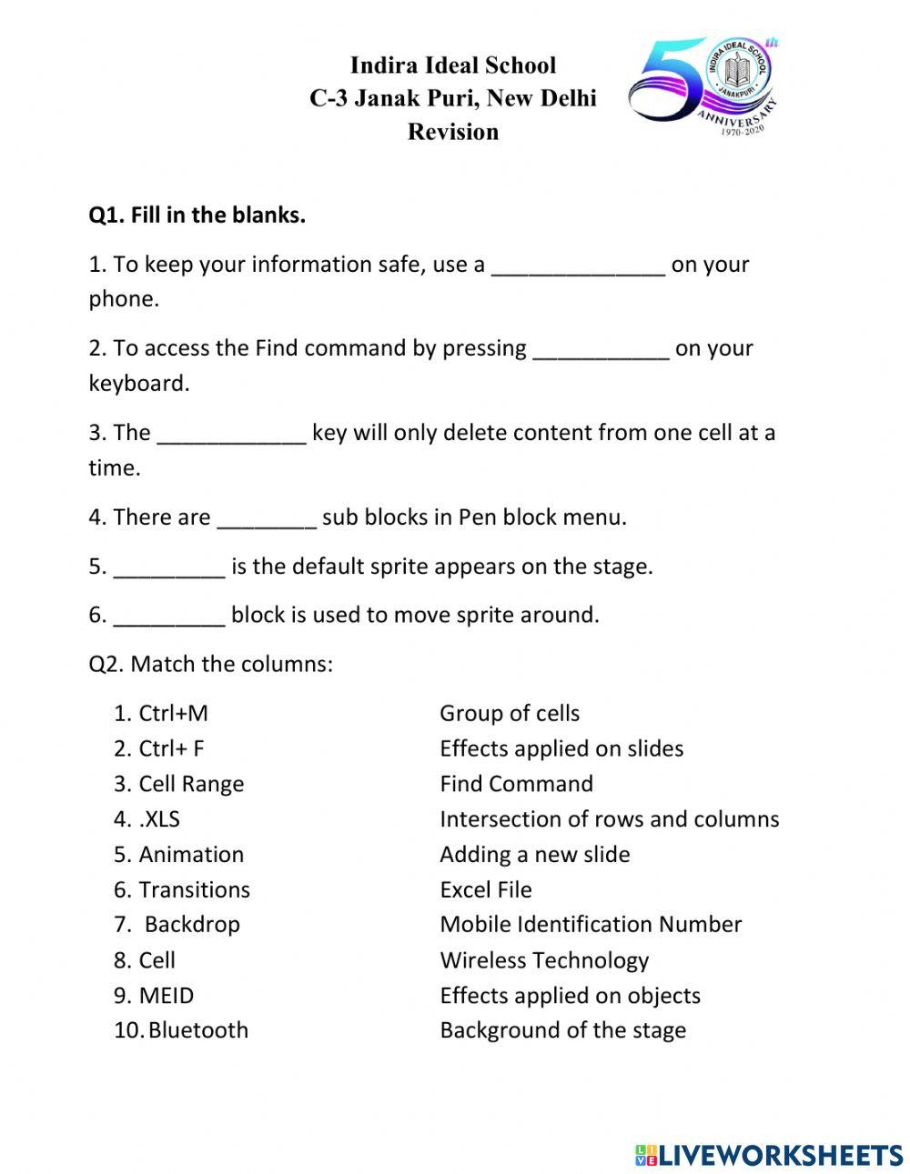 Computer Revision Class 5 online exercise for | Live Worksheets