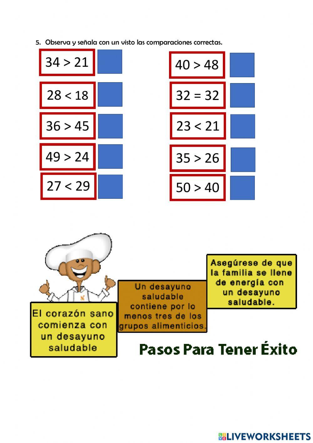 Orden y comparación de números hasta el 50