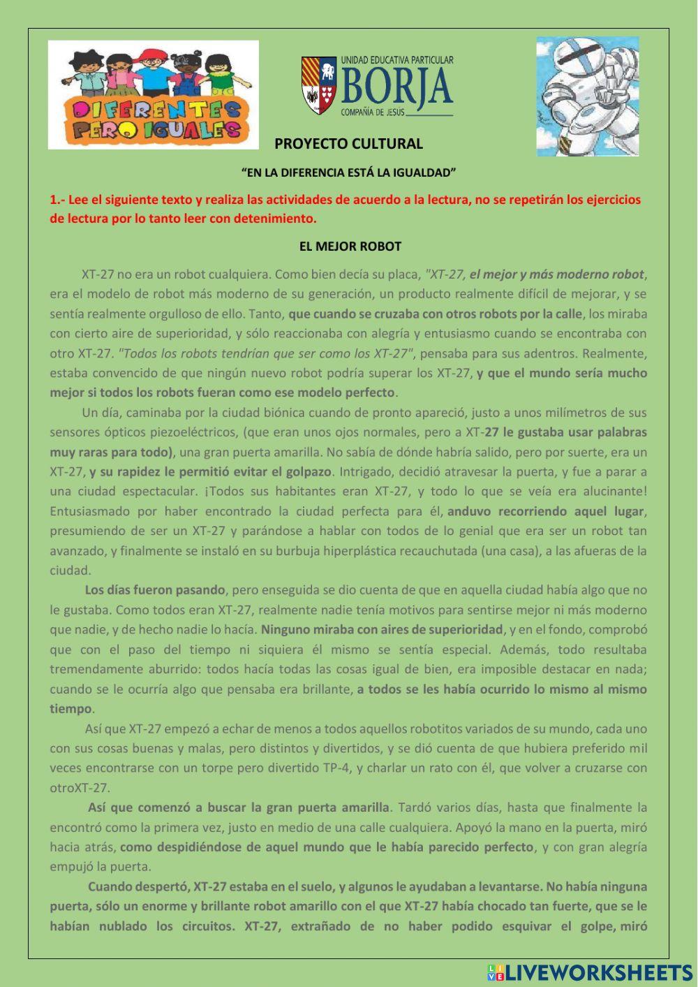 Comprensión lectora  5to de básica