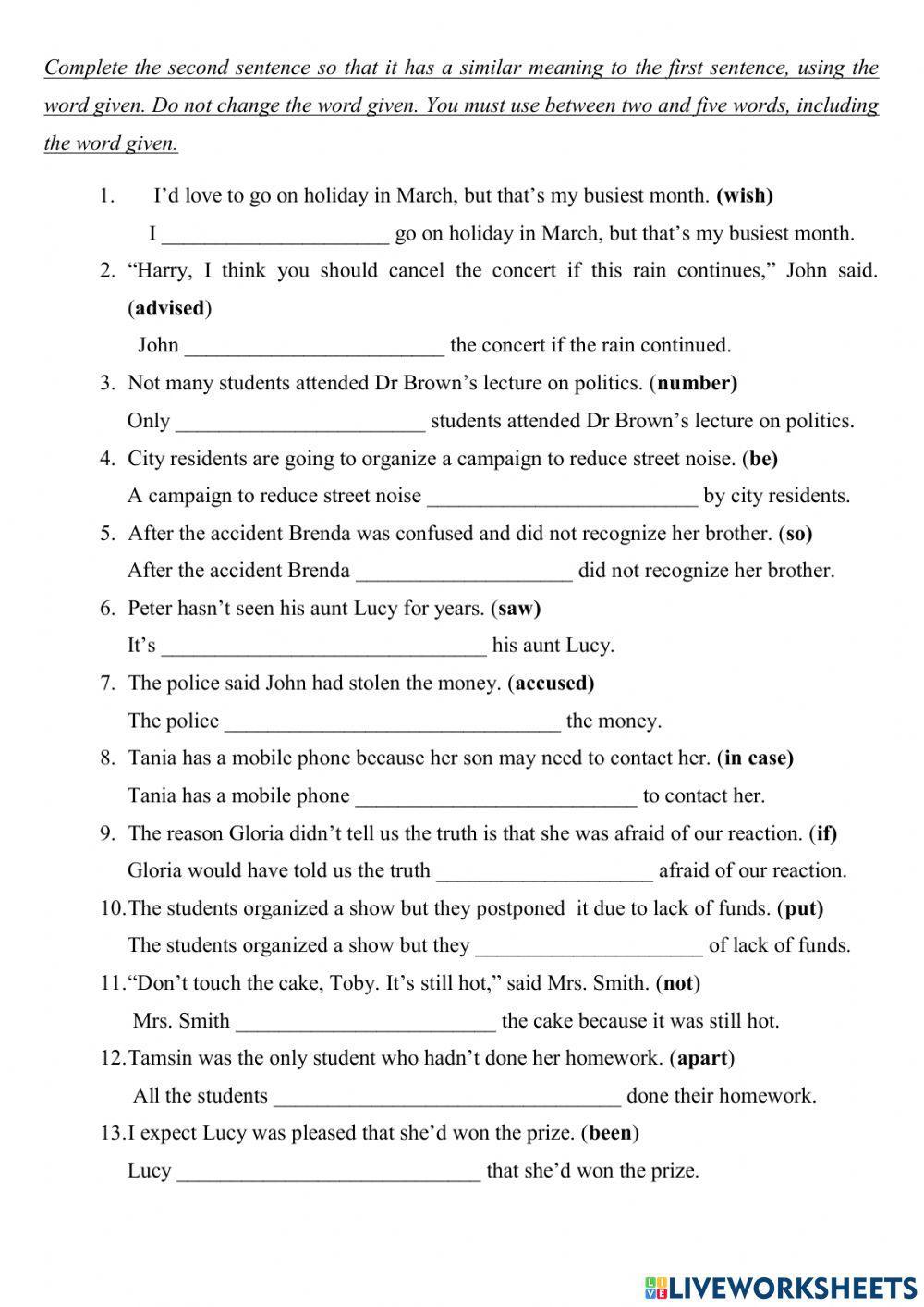 Key word transformation