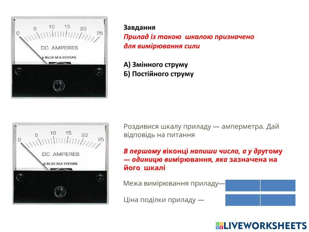 Характеристики приладів