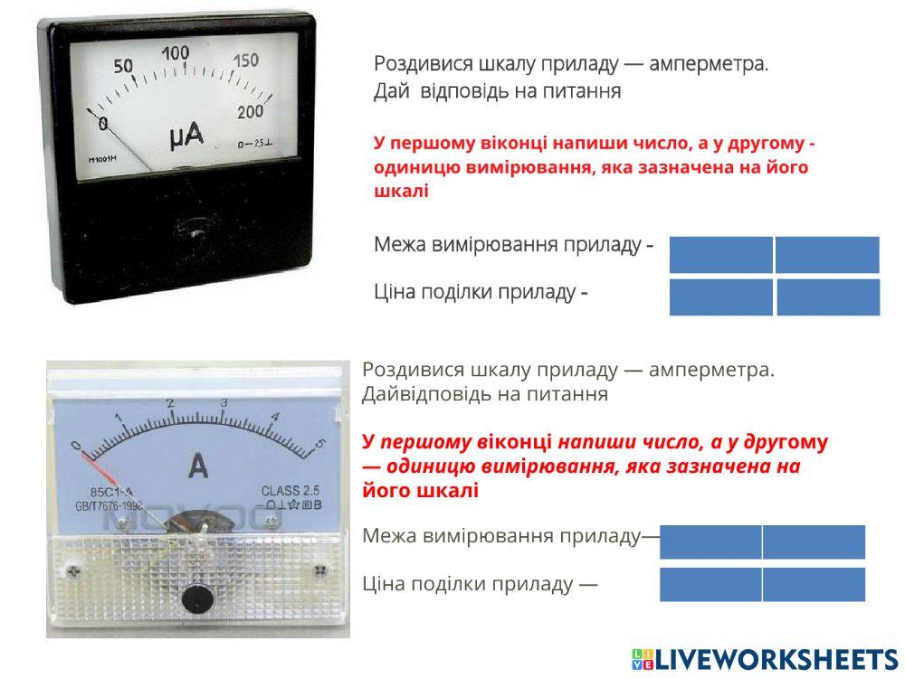 Характеристики приладів