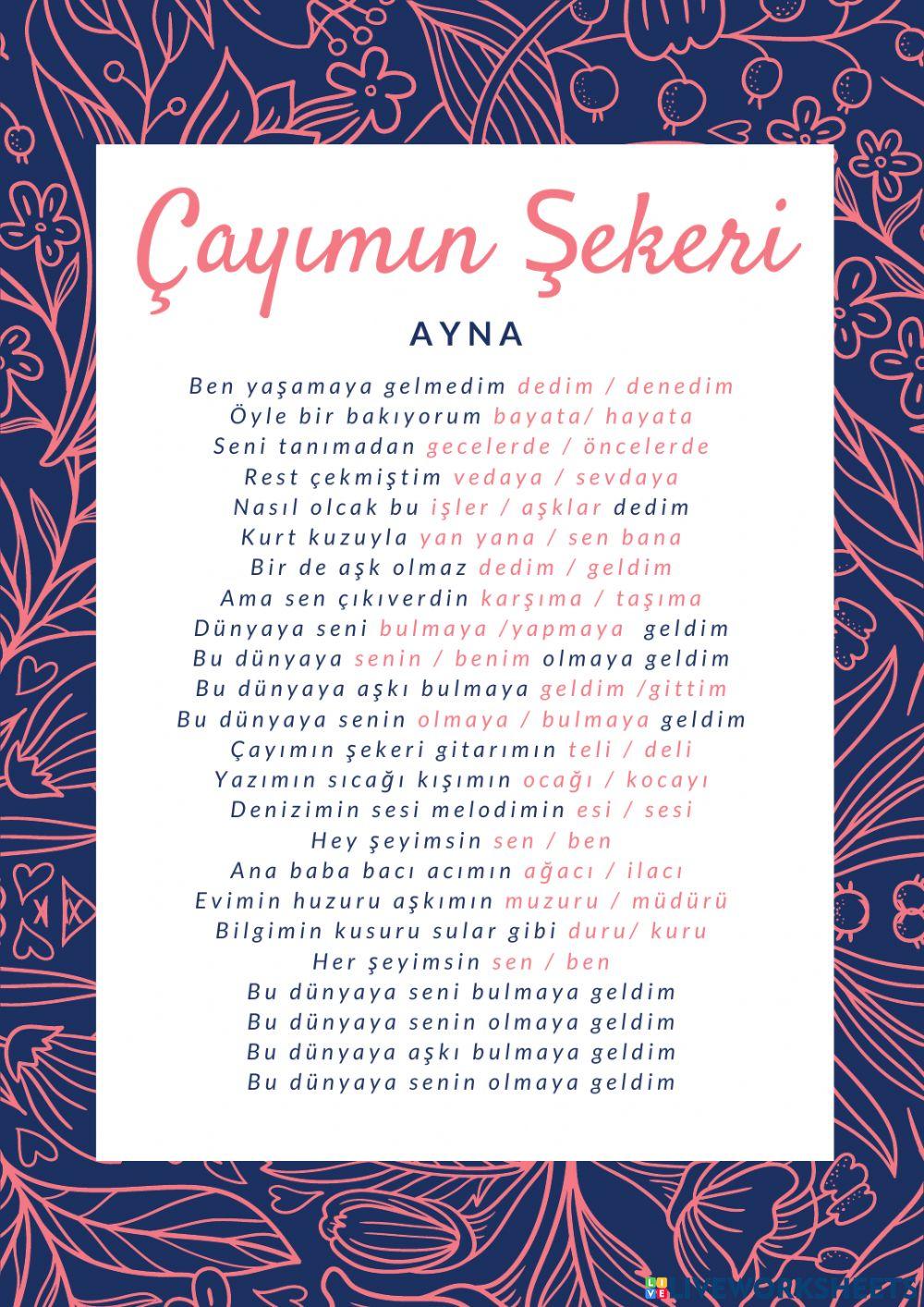 Çayımın şekeri