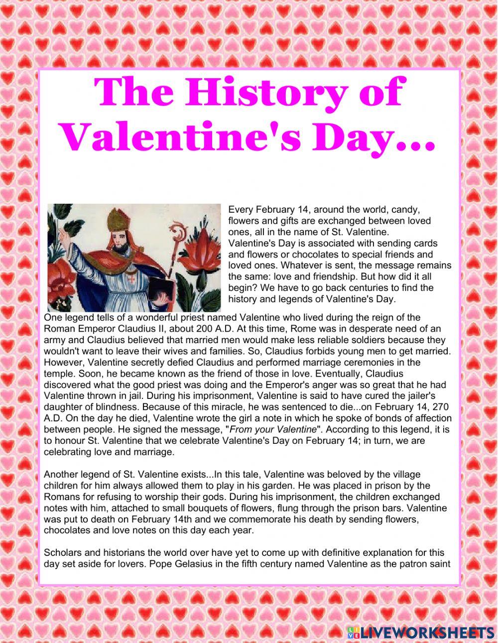 The history of valentine's day
