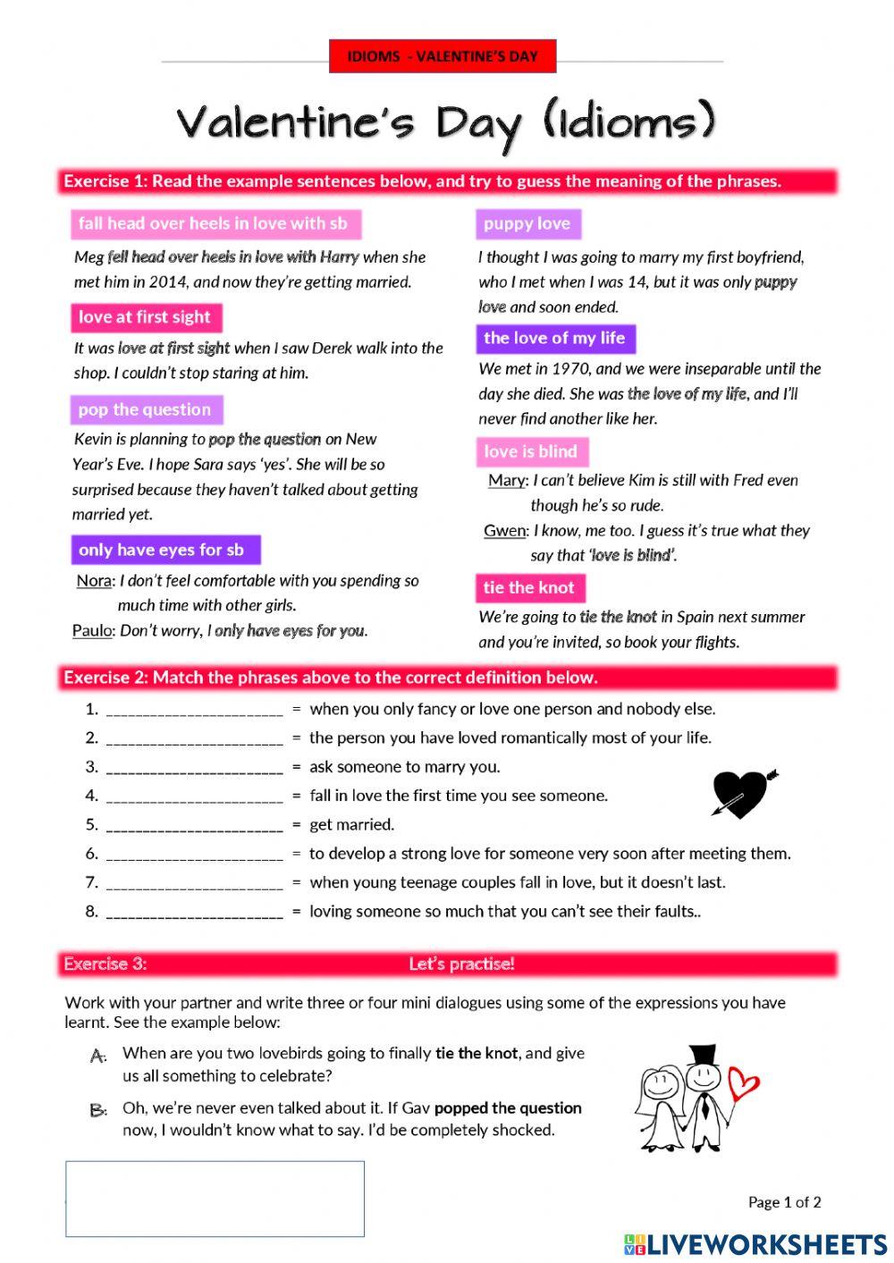Valentine's day idioms
