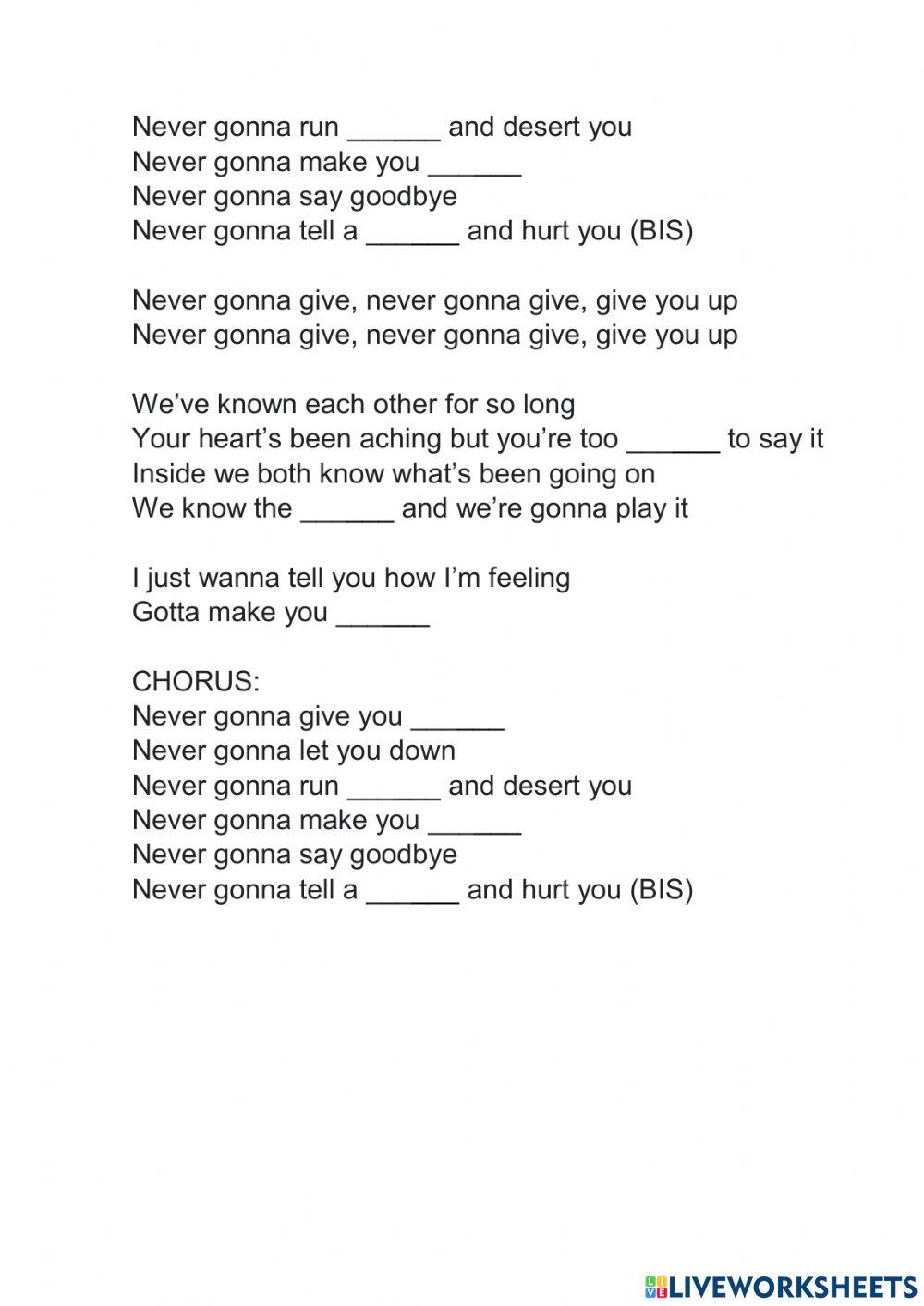 Sing a song: never gonna give you up