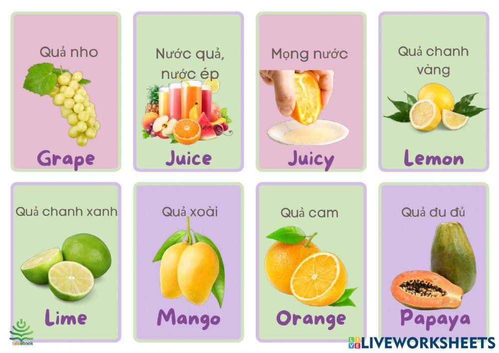 1000 từ vựng tiếng Anh thông dụng - Chủ đề 3: Trái cây (Fruits)