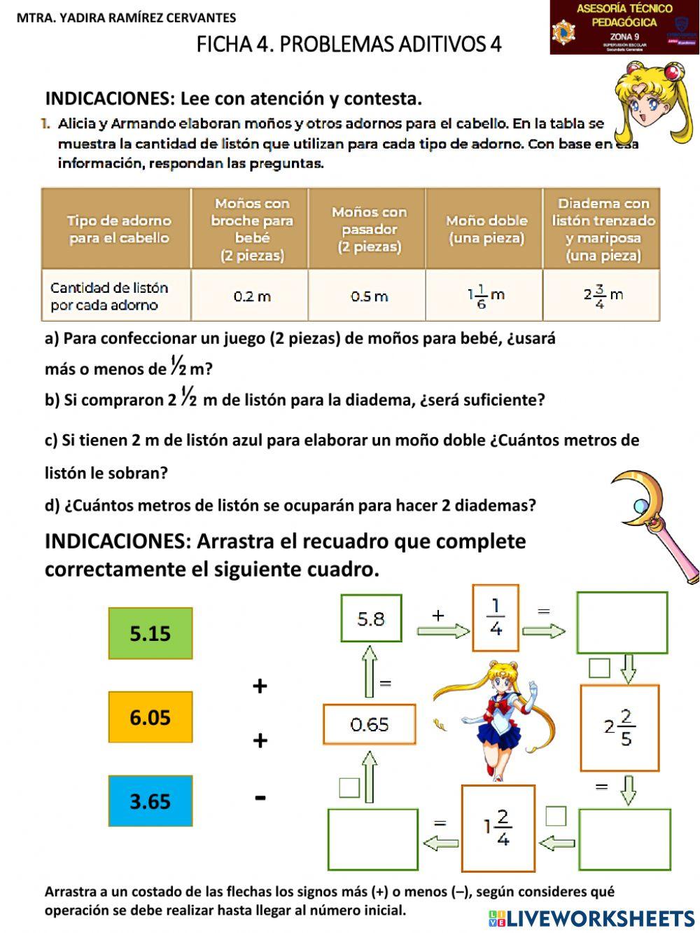 Ficha 4. problemas aditivos 4