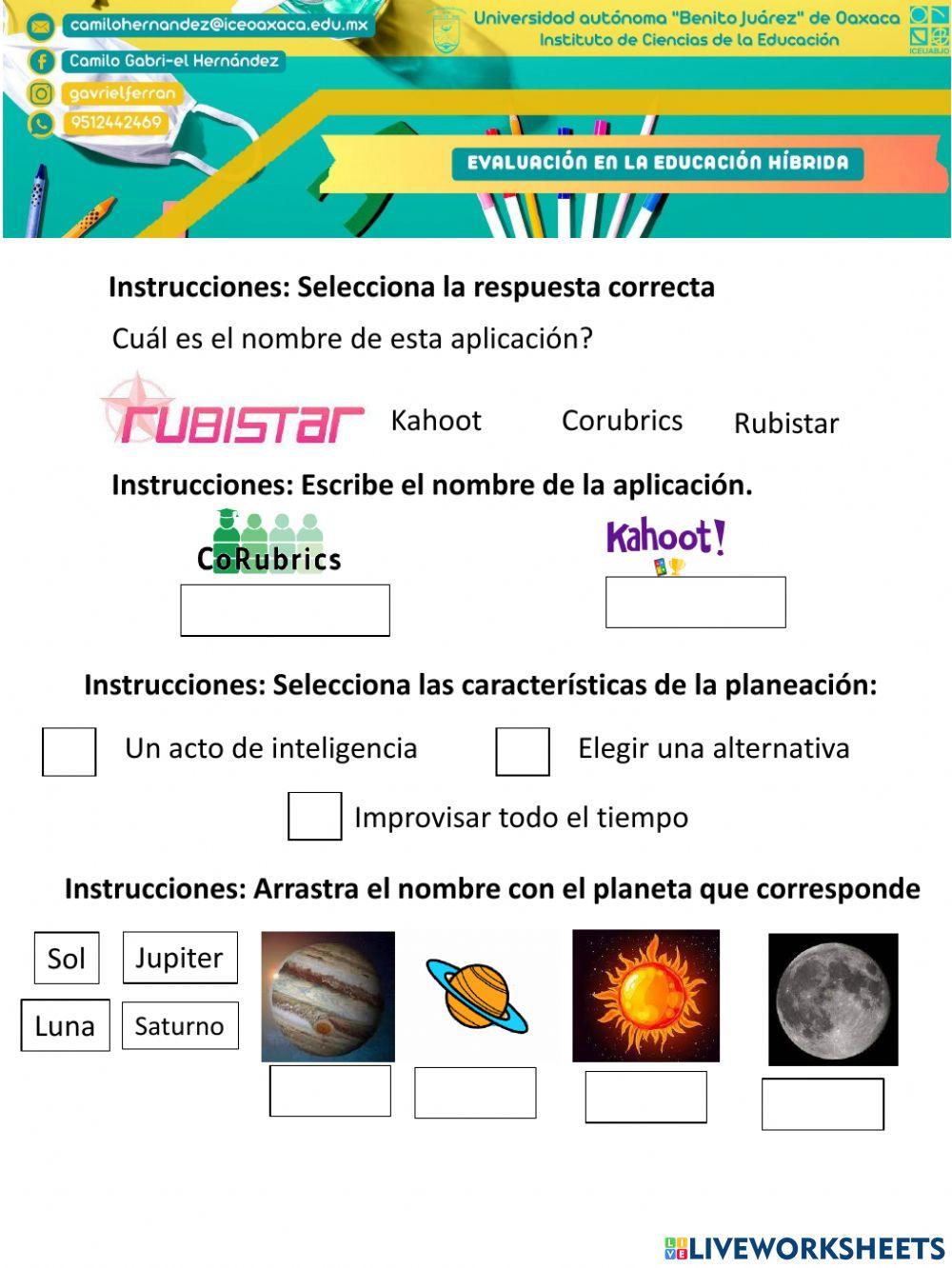 Ejercicios de liveworksheets