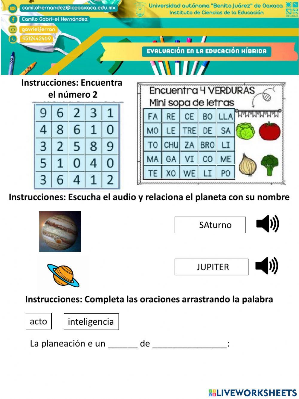Ejercicios de liveworksheets