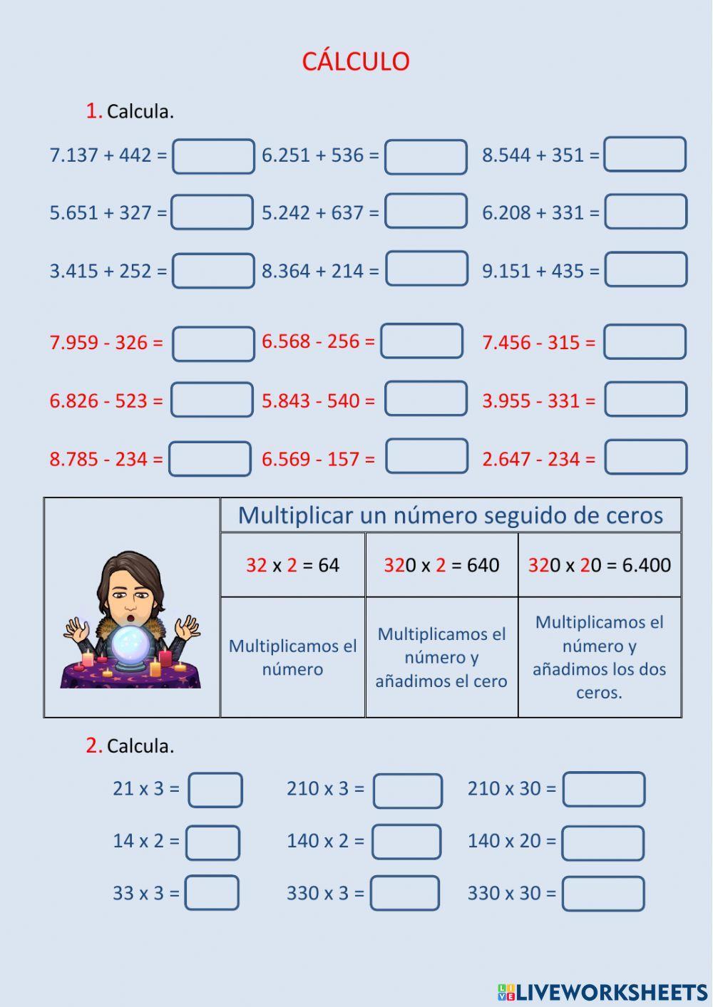 Cálculo y operaciones