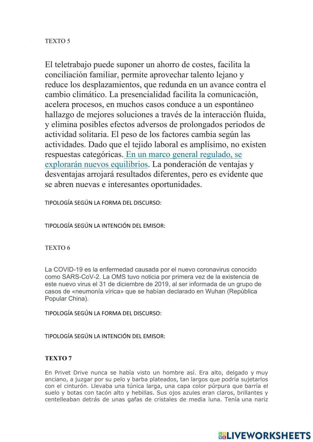Clasificación de textos según su tipología