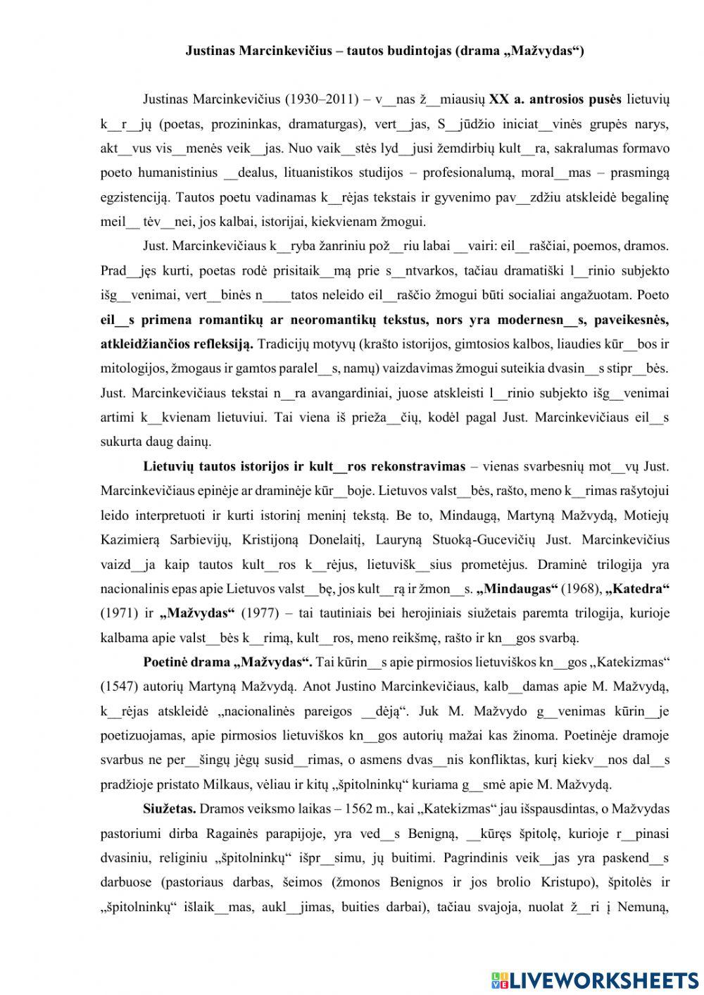 J. Marcinkevičius -Mažvydas-