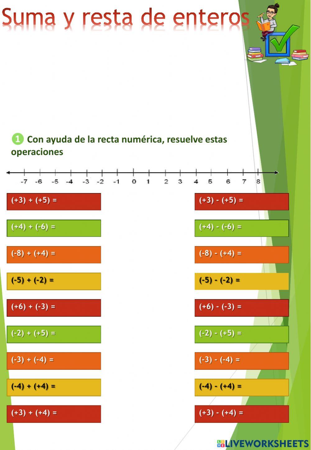 Operaciones con enteros: suma y resta Operaciones con enteros: suma y resta