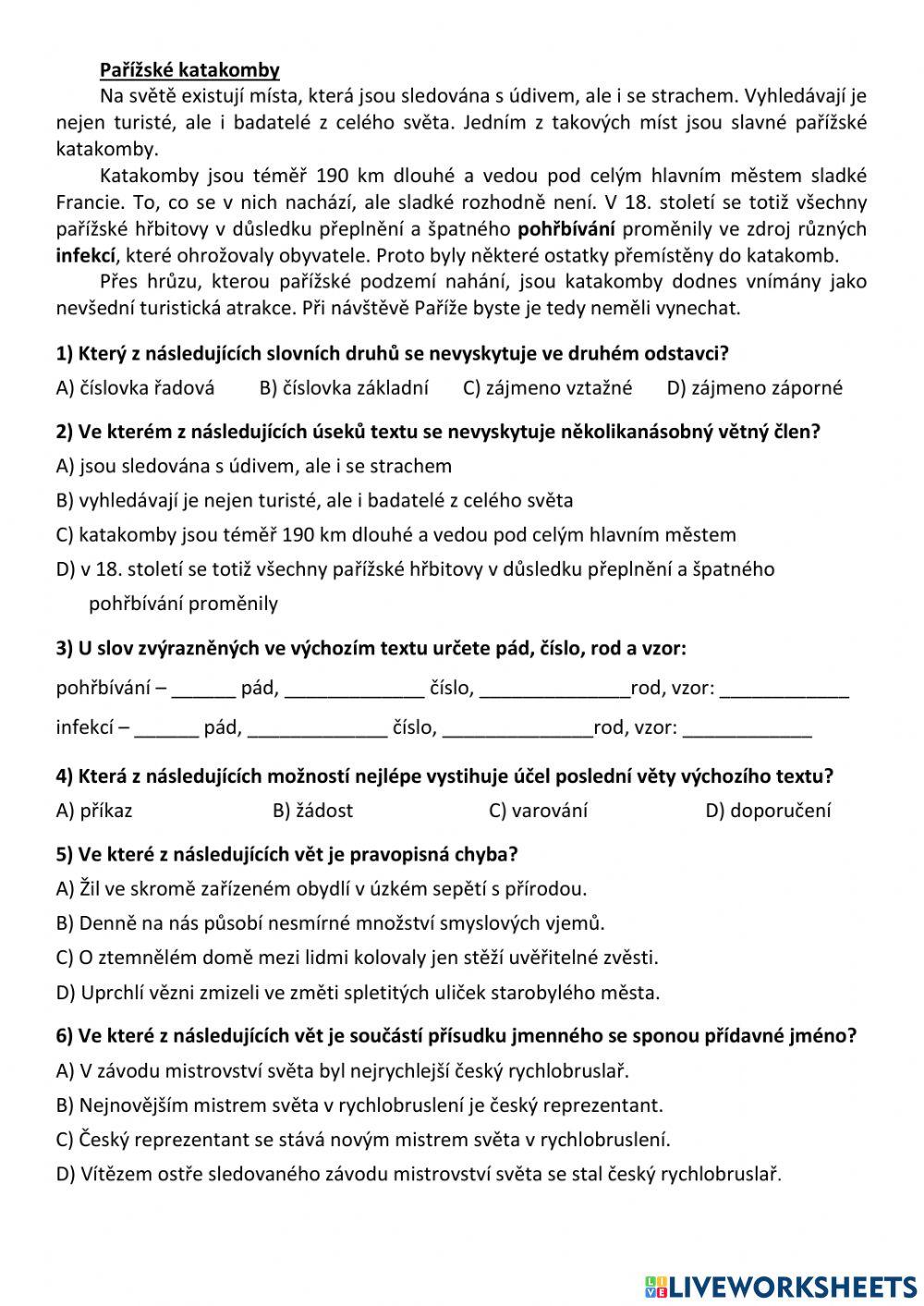 Práce s textem - katakomby