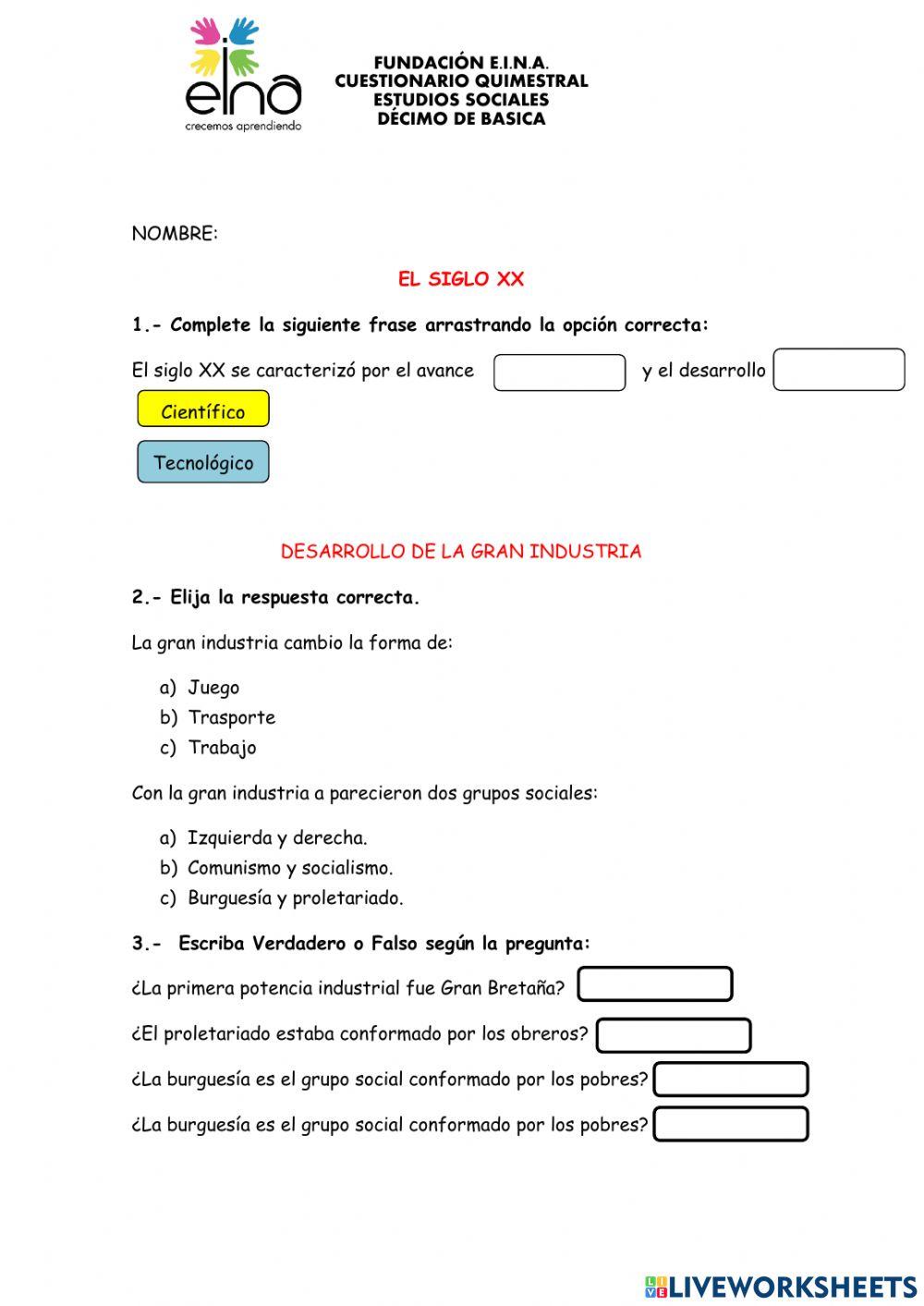 Cuestionario quimestral