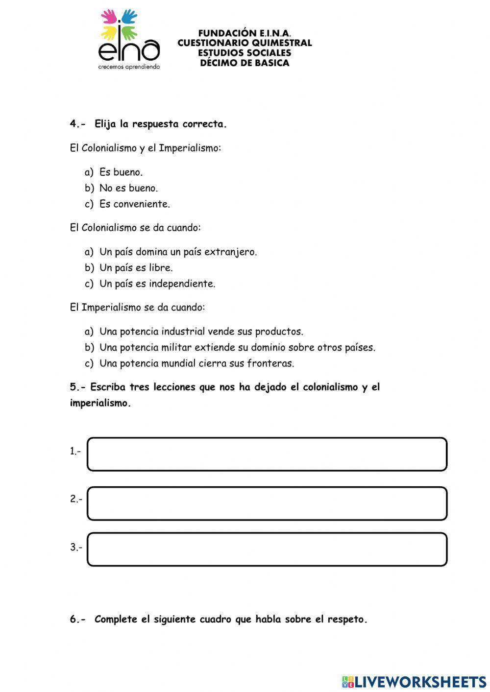 Cuestionario quimestral