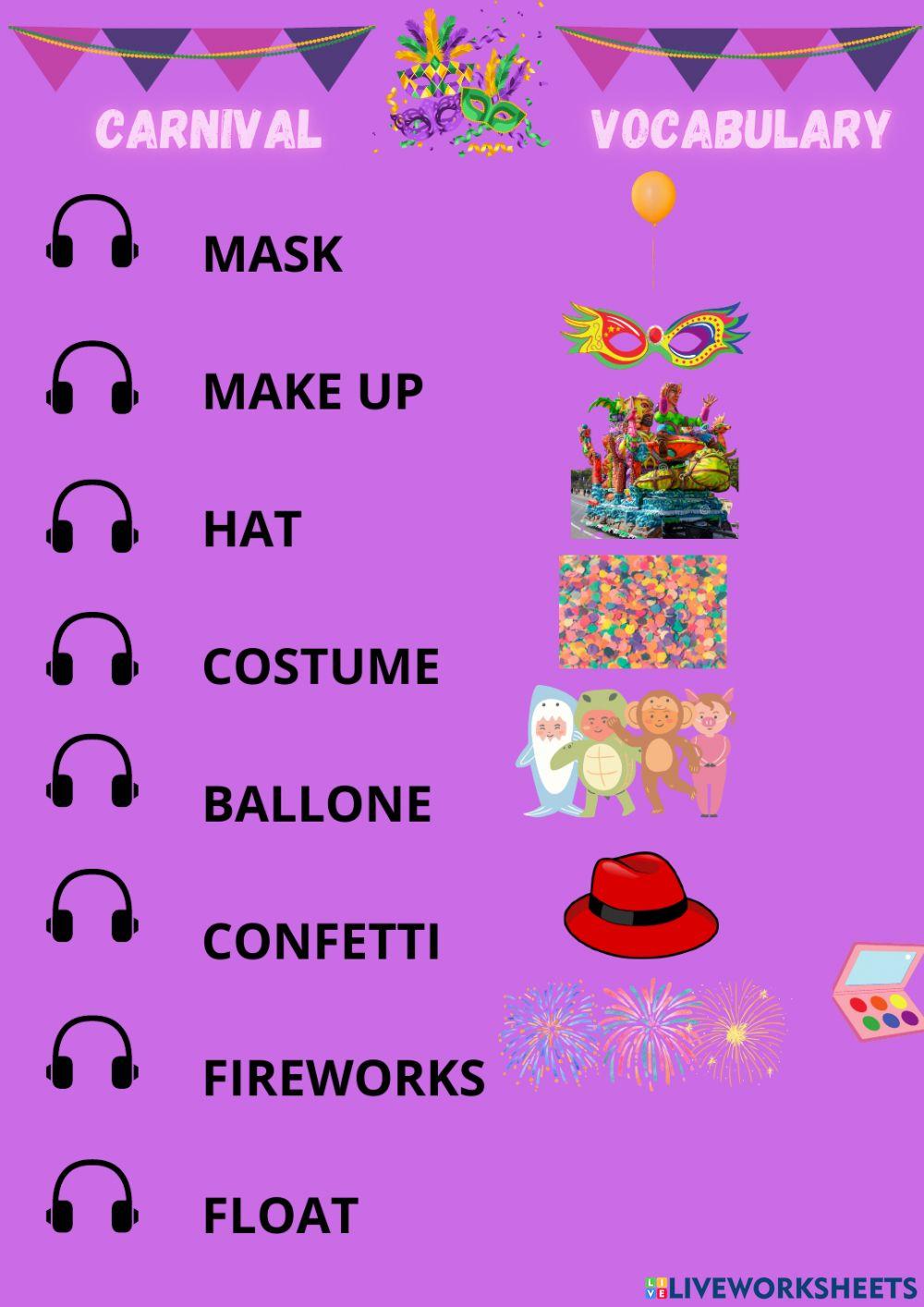 Carnival vocabulary