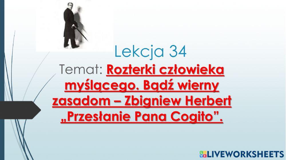 Zbigniew Herbert -Przesłanie Pana Cogito-