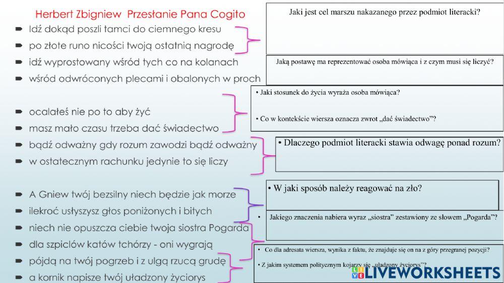 Zbigniew Herbert -Przesłanie Pana Cogito-