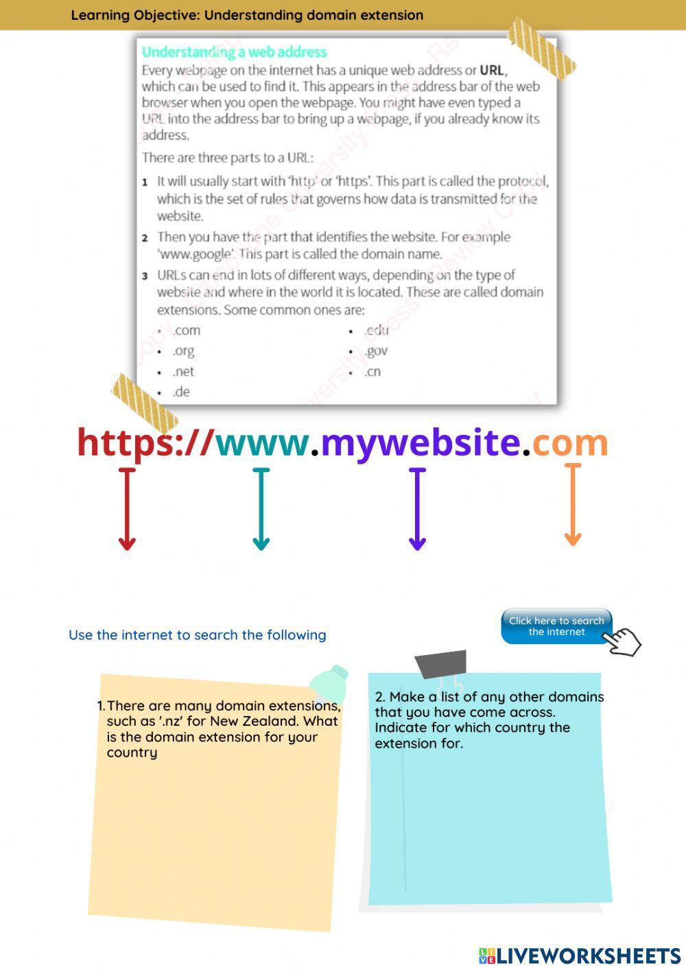 1849470 | Exploring Internet: Understanding URLs | Diane