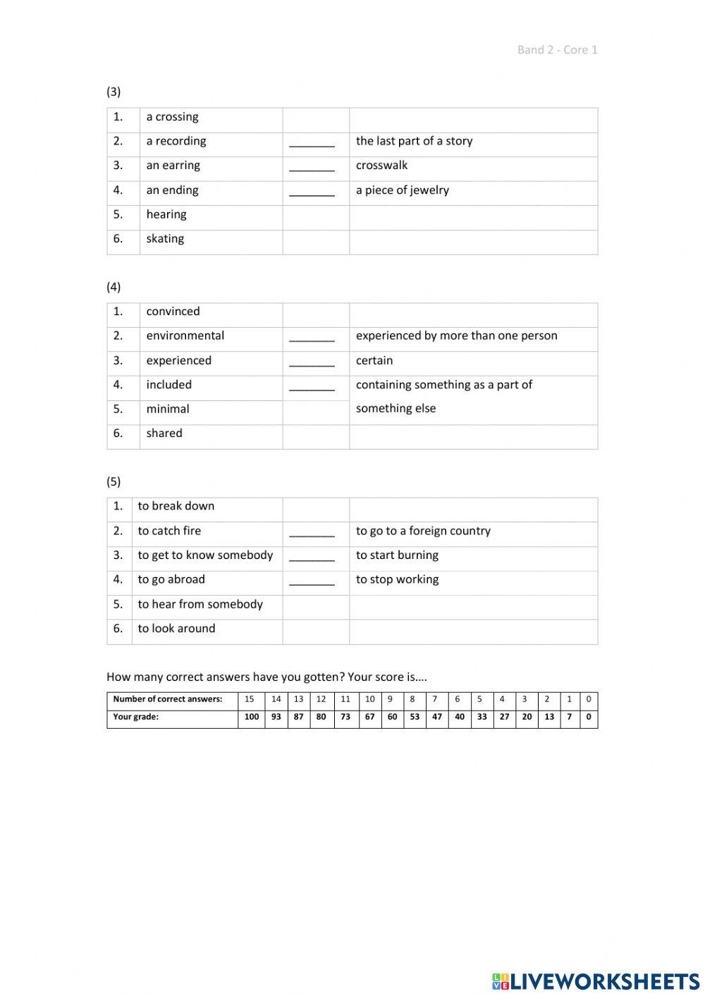Band 2 (Core 1) - Unit 39 - Test