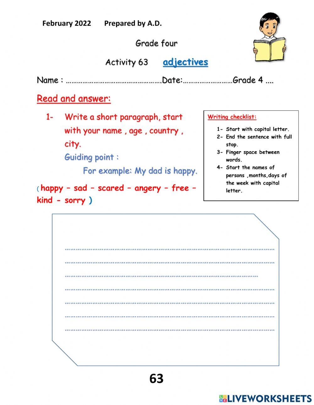 Writing adjectives