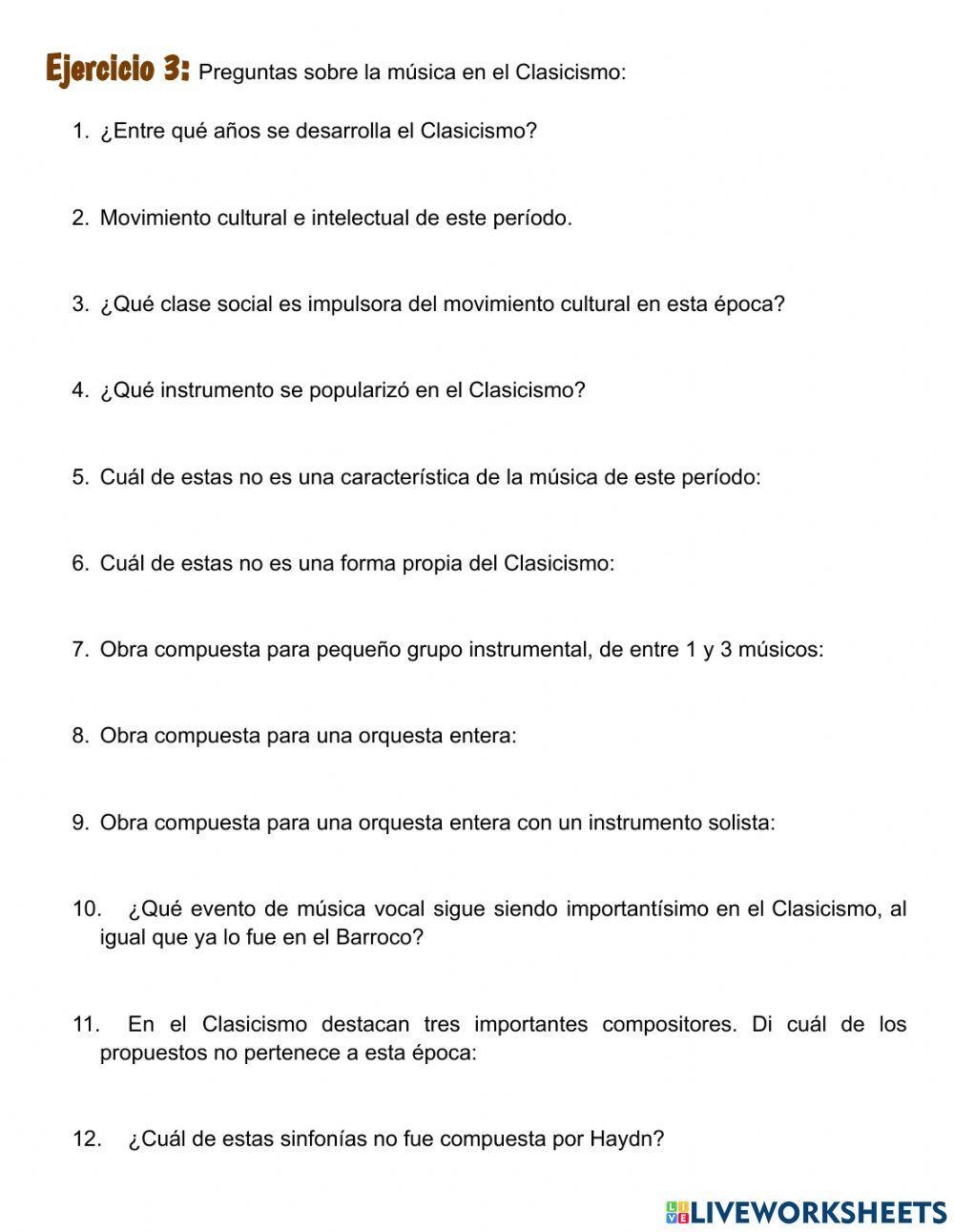 La música en el Clasicismo