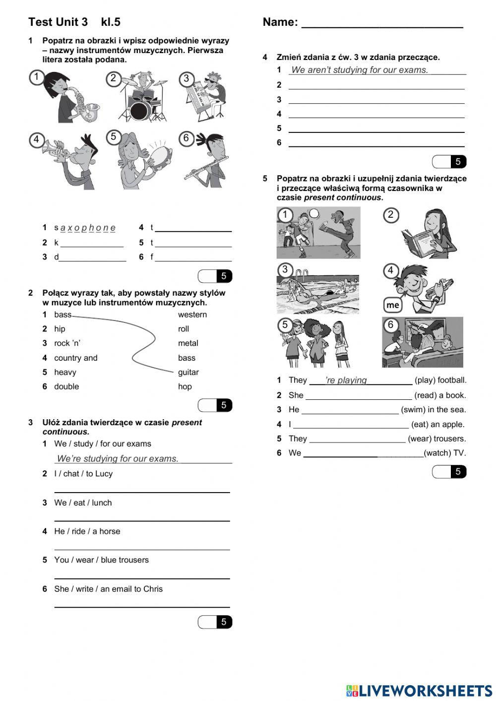 Junior Explorer 5 Unit 5 Test Test Unit 3 Steps Plus kl.5 online exercise for | Live Worksheets