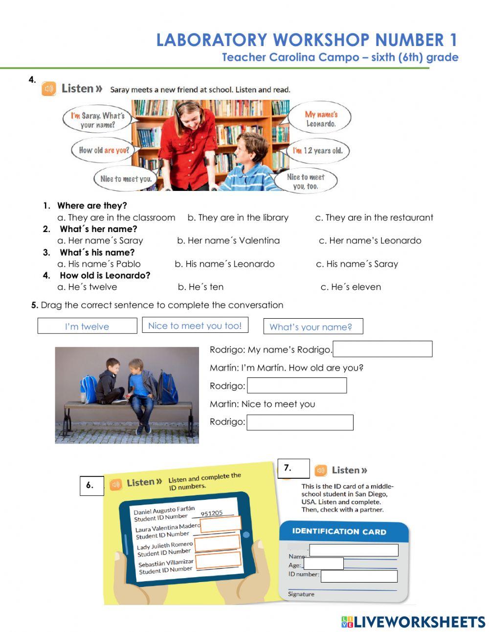 introducing yourself activity 1