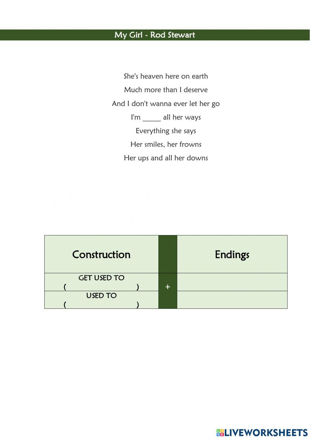 Lead-in. Used to, Get used to