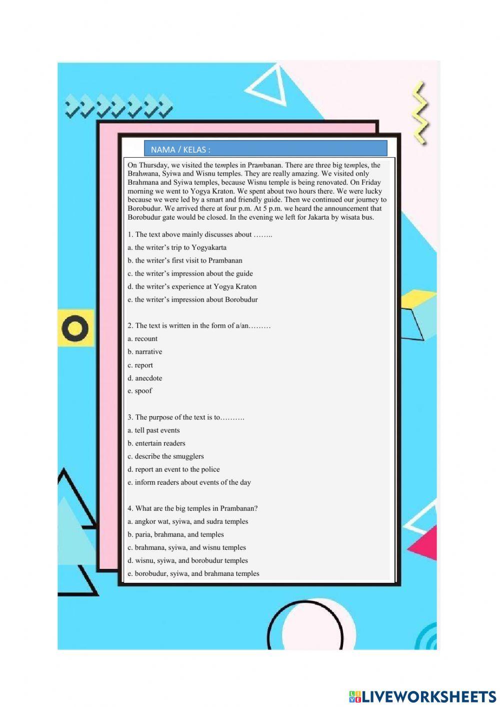 Narrative text and Recount text