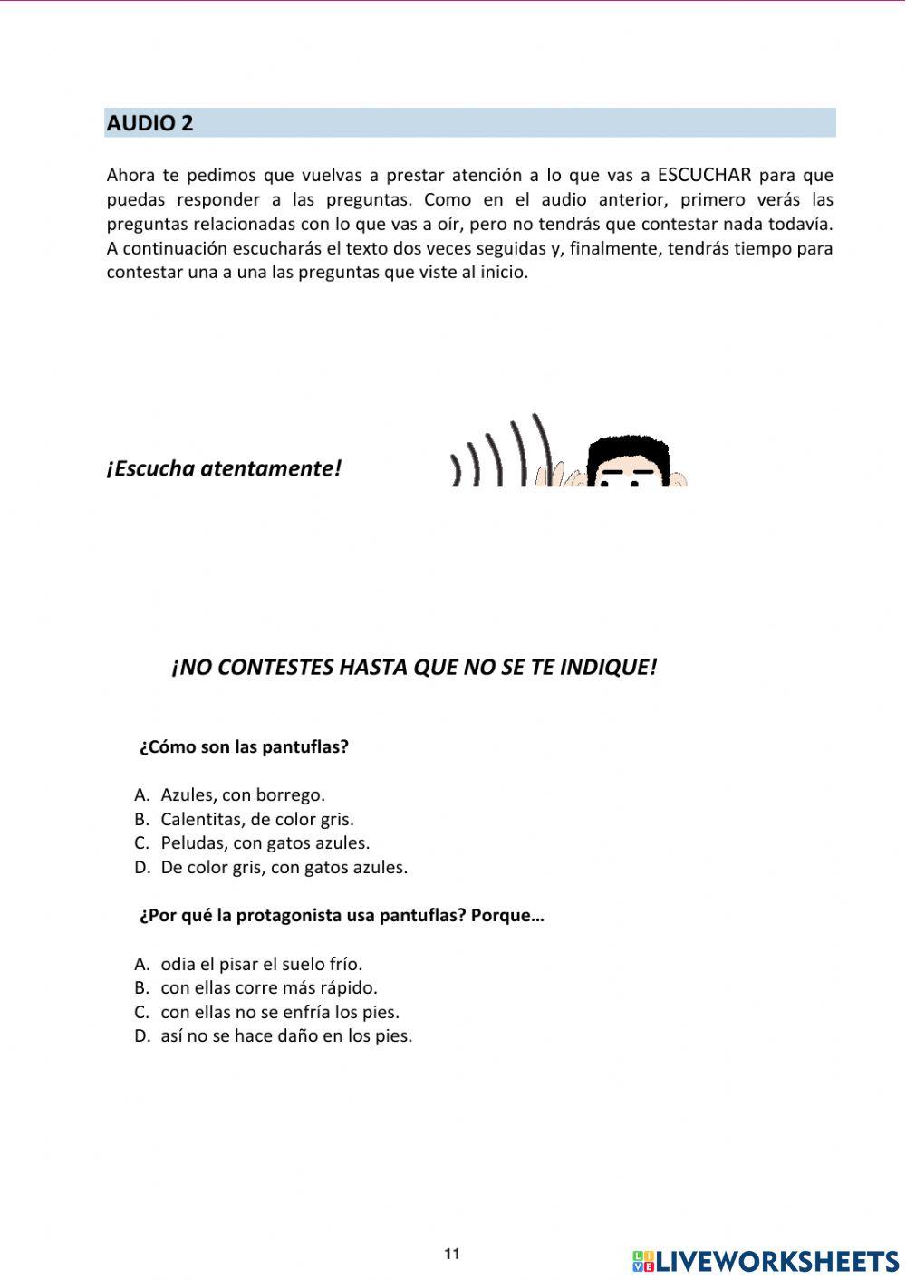 Comprensión oral: Mis pantuflas