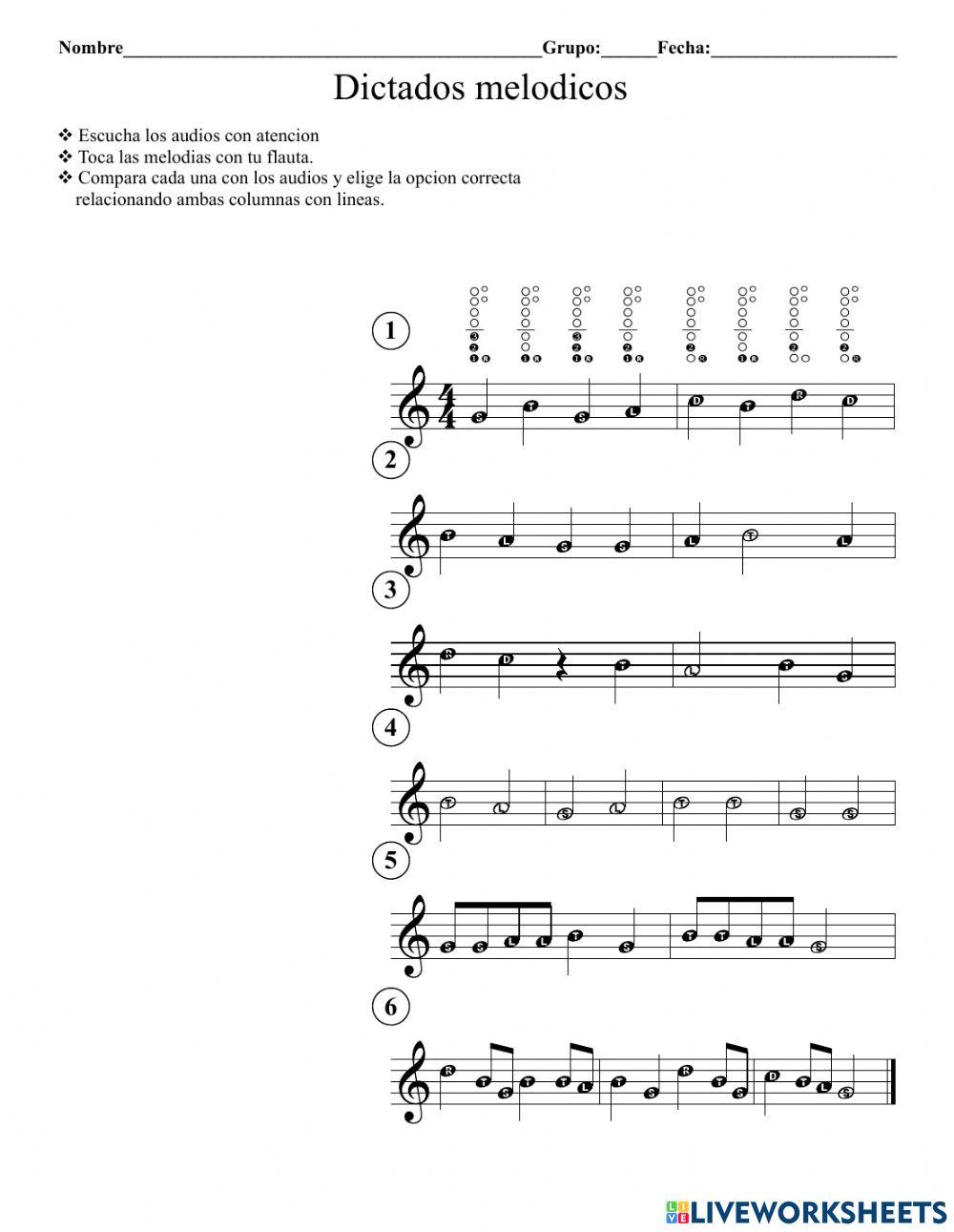 Dictados melódicos. Nivel 1