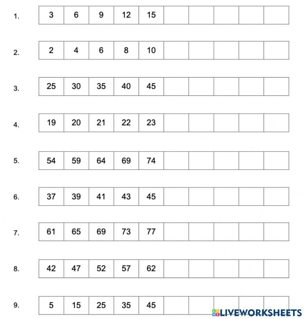 Number Patterns - Skip Counting