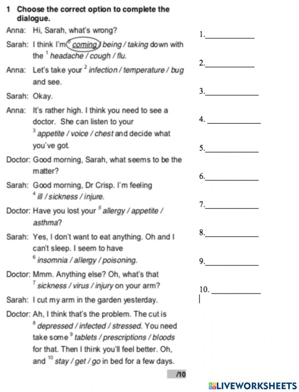 WW 4 Unit 6 Sickness and health