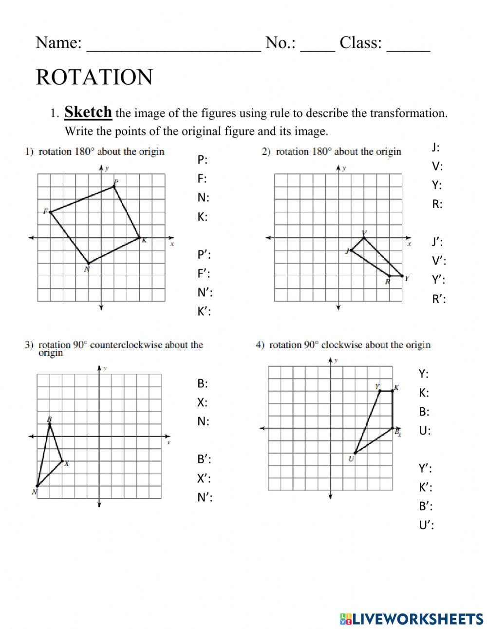Rotation worksheet online exercise for live worksheets