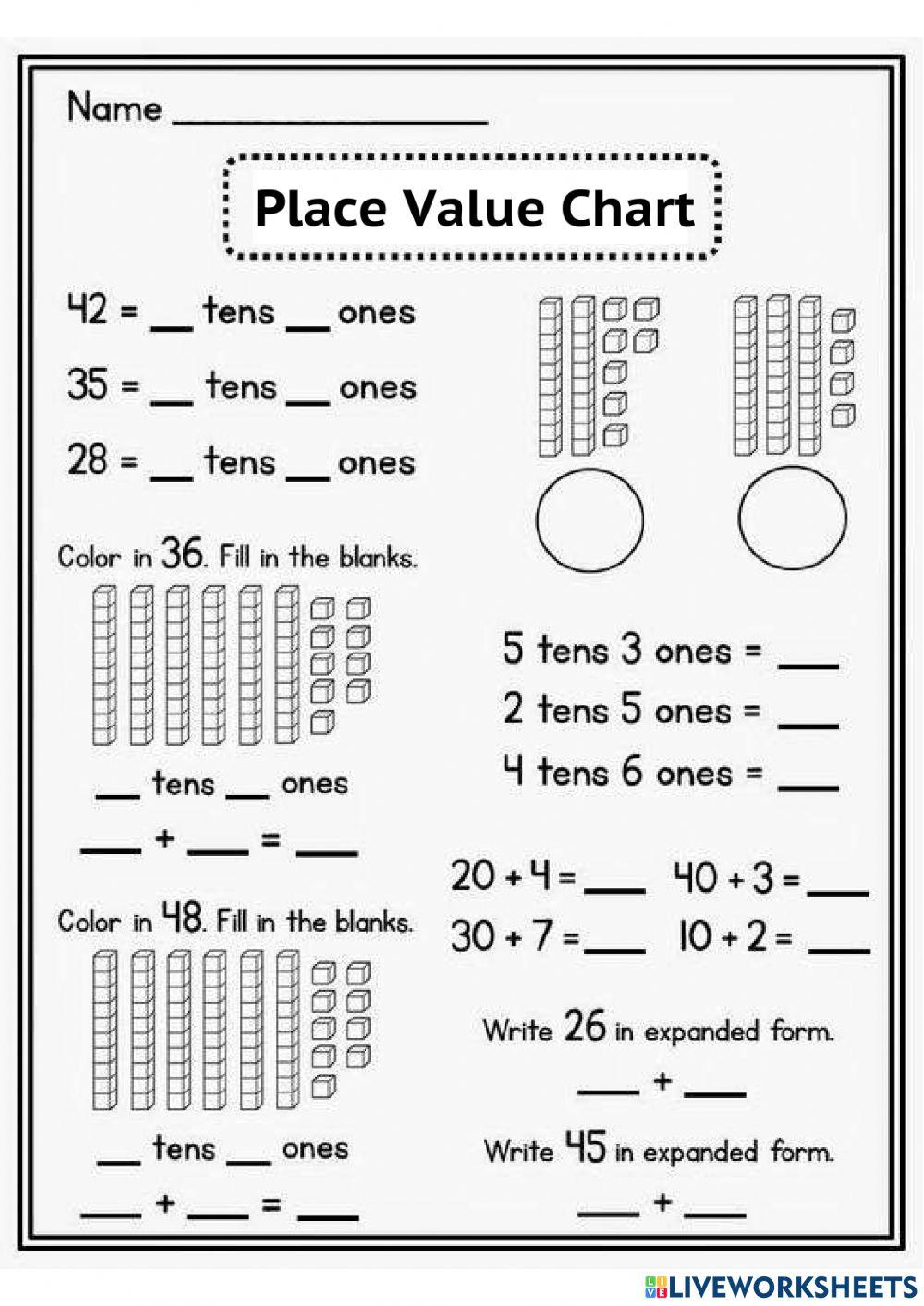 Place Value Chart - Numbers to 40
