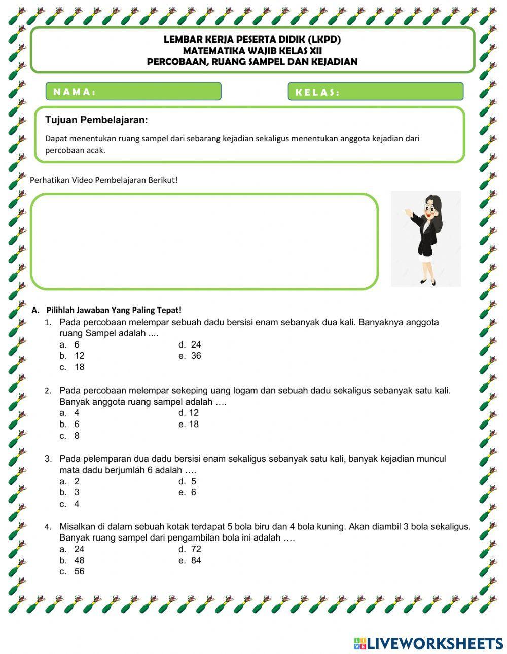 LKPD Percobaan, Ruang Sampel