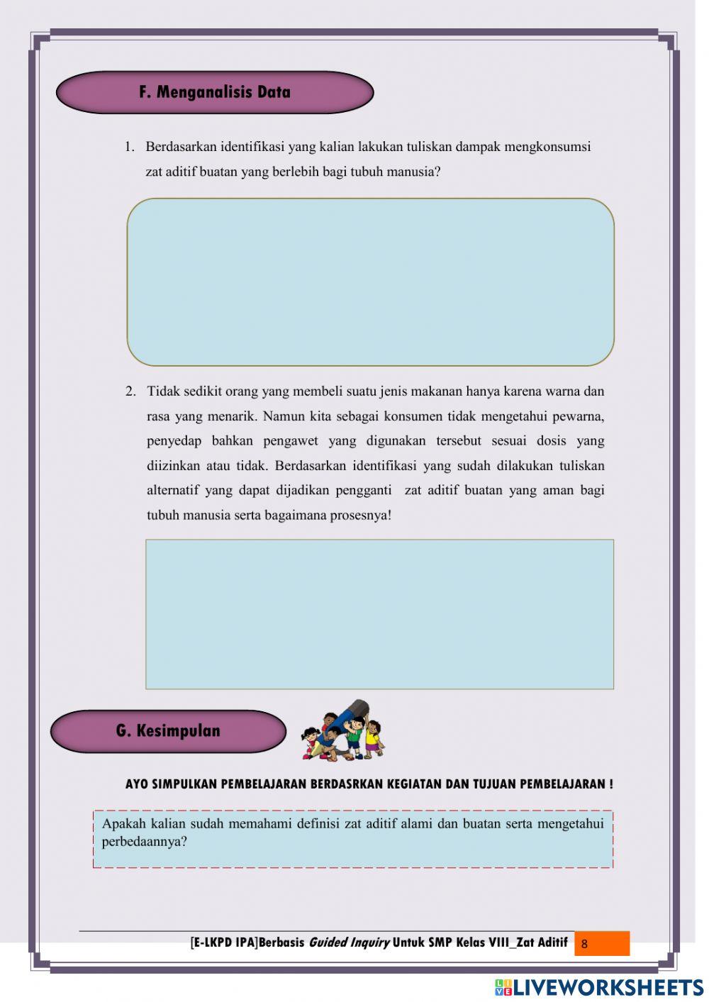LKPD 2 Dampak Konsumsi Zat Aditif Bagi Tubuh