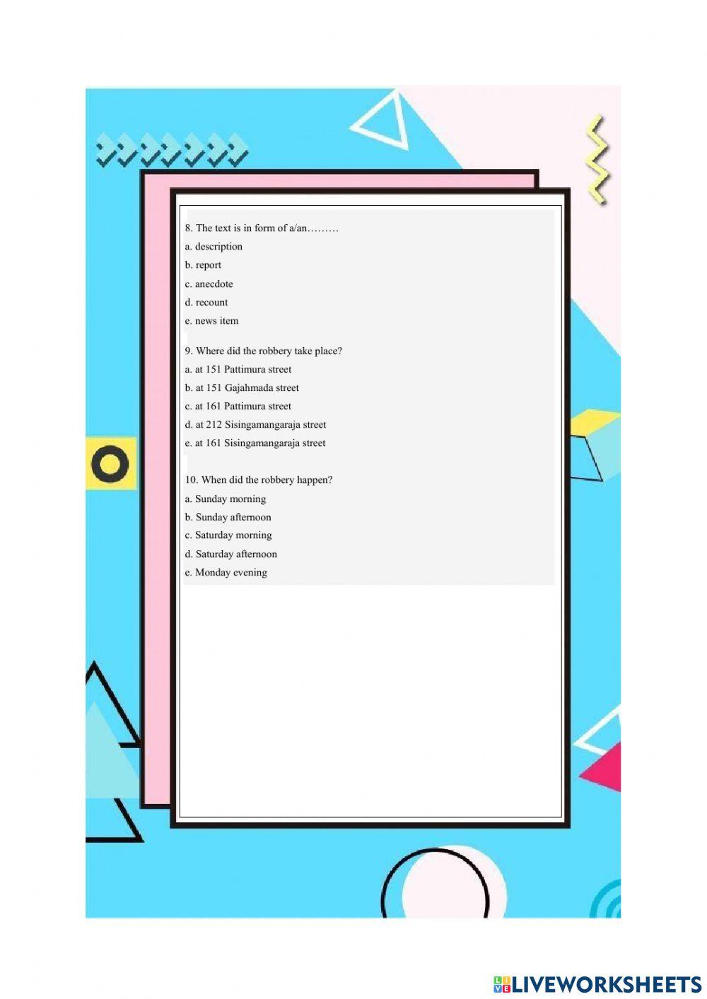 Narrative text and Report text