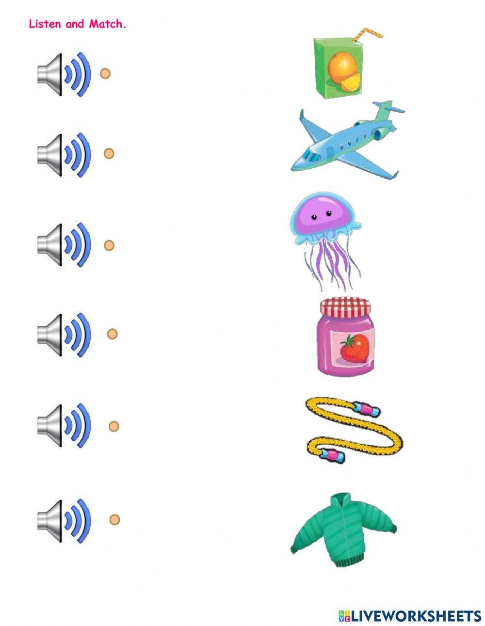 Listen and match Letter J