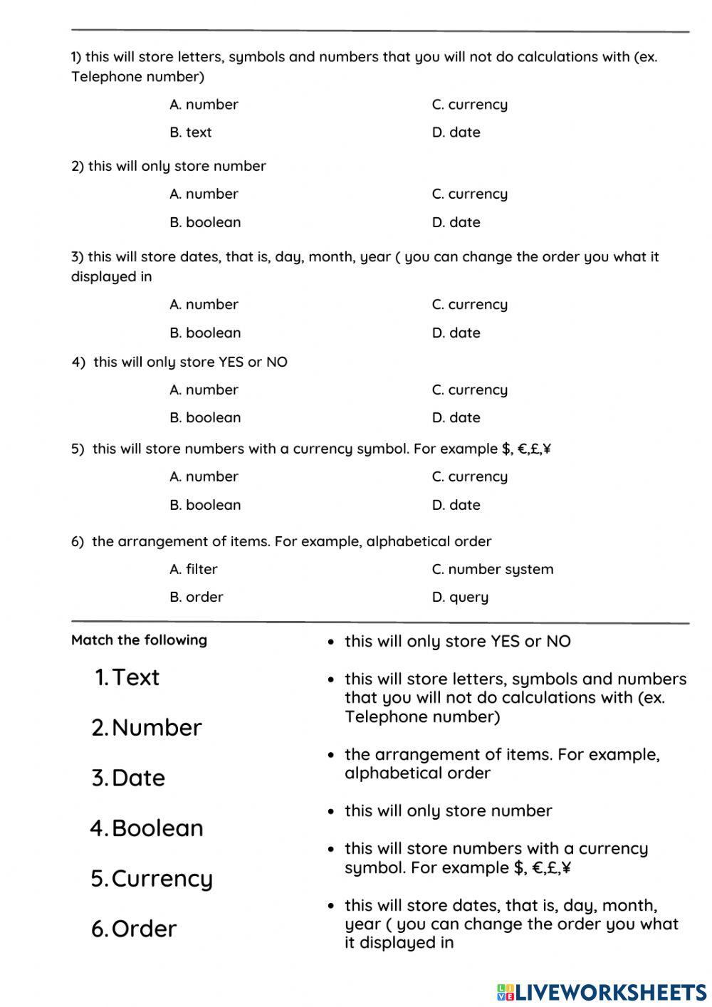 Exploring database: identifying data types